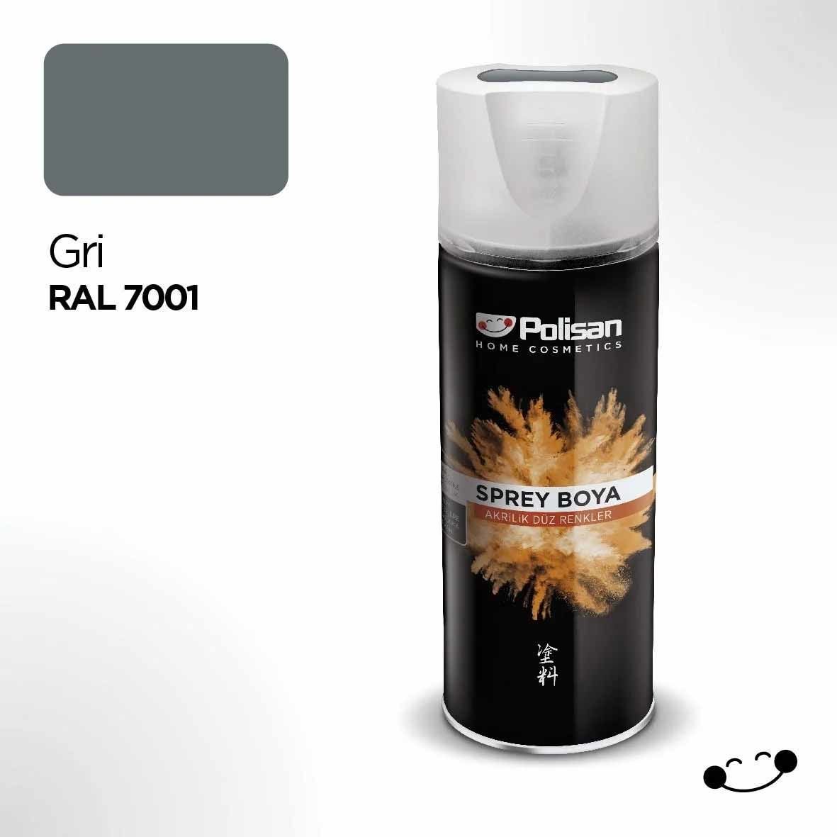 Polisan Akrilik Sprey Boya Ral 7001 Gri 400 ml